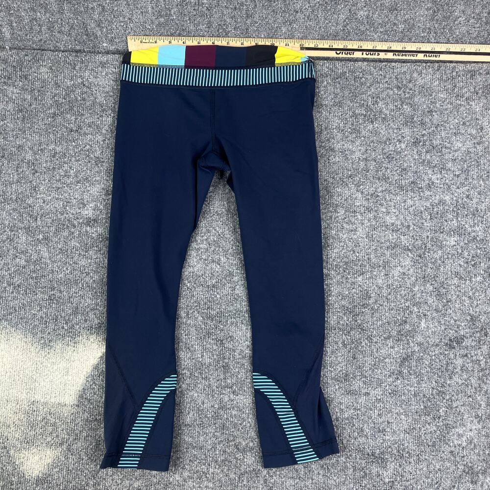 Vintage Navy Leggings‎ Womens Size S Multicolor Waistband Stretch Athletic